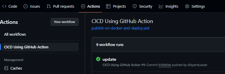 Github Action - Workflow list