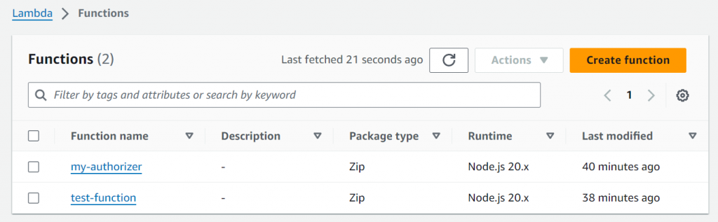 Lambda Function List