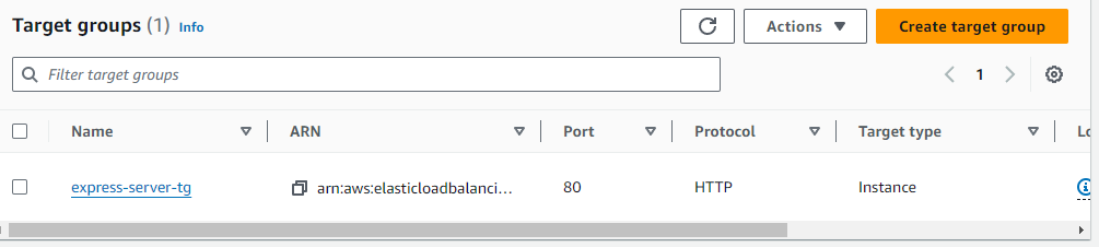 Target Group for the Application Load Balancer