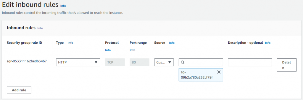 Edit security Group for EC2 Instance